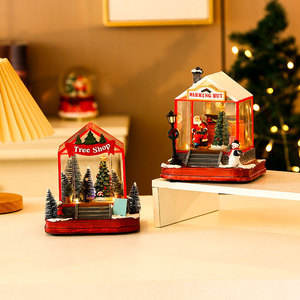 Caja de música para regalo de Navidad, casa giratoria iluminada, decoración navideña, adorno de escritorio con caja de música, regalo - Product Image 1