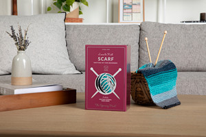 <b>Beginner</b> <b>Knitting</b> Project <b>Kit</b> With Nebula Design Scarf Pattern And Bamboo Needle Set Includes Video Tutorial And Wool Yarn - Product Image 2