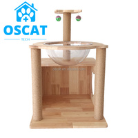 Tour à chat OSCAT EY-10, équipement vétérinaire, entièrement recouverte de sisal, en bois, avec condos de luxe et poteaux à gratter réutilisables