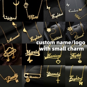 Wholesale Personalized Letter Dangle Charms <b>Statement</b> <b>Necklaces</b> Gold Plated Stainless Steel Custom Logo Name Pendant <b>Necklace</b> - Product Image 2