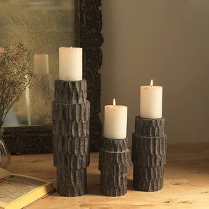 Porte-bougie en bois 4x8 pouces, élégant centre de table pour la décoration intérieure - Product Image 1