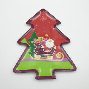 Christmas Tree Melamine <strong>Tray</strong> - Santa &amp; Snowman Pattern | Ideal for Holiday Treats, <strong>Candy</strong>, and Feasts Festive Tableware - Product Image 5