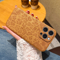 Étui antichoc marron mocha à imprimé léopard, texture cuir, résistant aux rayures, étanche, pour plusieurs modèles de smartphones