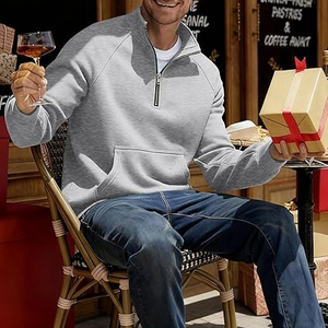 Sudadera con Capucha de Invierno, Bordada, con Cierre de 1/4, de Secado Rápido, 100% Algodón, para Gimnasio y Fitness, para Hombre, ODM - Product Image 1