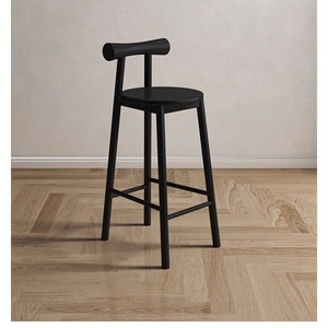 Tabouret <span class=keywords><strong>de</strong></span> <span class=keywords><strong>bar</strong></span> <span class=keywords><strong>de</strong></span> luxe en bois massif avec dossier en T, <span class=keywords><strong>chaise</strong></span> haute minimaliste en noyer pour comptoir - Product Image 3