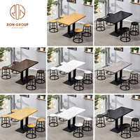 Table carrée personnalisée en gros pour café chinois, restauration rapide, table de café commerciale, table ronde en marbre, mobilier de restaurant moderne en bois