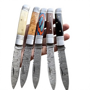 Couteau pliant de poche en acier Damas, manche en bois, haute qualité, multifonctionnel, qualité industrielle OEM, garantie 3 ans, pour détaillants, 59-60HRC - Product Image 1