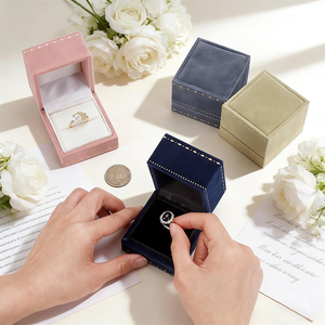 Wholesale High-end Velvet Paper Hot Stamping Jewelry <b>Boxes</b>, square <b>Ring</b> Necklaces, Velvet Pendant Bracelet Packaging <b>Boxes</b> - Product Image 3