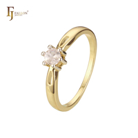 Bague de fiançailles FJ Fallon Fashion Jewelry, solitaire, blanc, CZ rose, plaquée or rose, deux tons, base en laiton