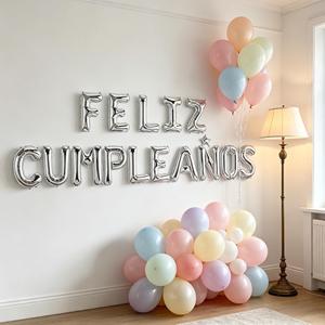 Party Love 45CM 12 pcs Bag Shiny silver finish with a single-color print Balloon Happy Birthday Silver Balloon - Product Image 4