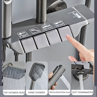 Piano en laiton gris pistolet 4 fonctions pommeau de douche pluie chaud et froid salle de bain système de douche ensemble de douche salle de bain