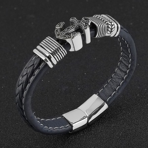 Bracelet tressé en cuir vintage fait main pour homme, bijoux fantaisie en acier inoxydable, cadeau idéal - Product Image 6