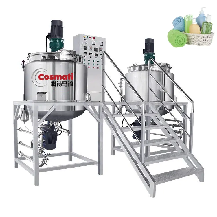 Mezclador de champú/detergente/fabricación de jabón líquido + llenado + máquina de embalaje, línea de producción, capacidad de 500L