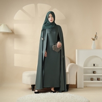 Abaya Caftan Marocain Moderne et Modeste Grande Taille avec Strass et Hijab en Jersey Premium pour Femmes Musulmanes