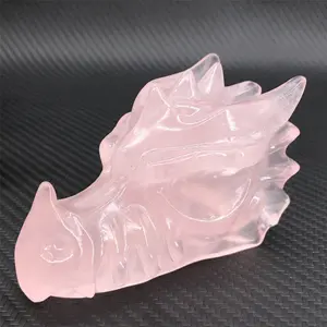 Factory price Hand Carved Crystal Carving crystal Dragon Heads Crystal dragon