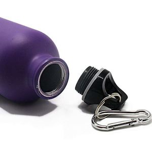 Purple Stainless Steel Vacuum Flask <b>Double</b> <b>Wall</b> Insulated With Carabiner Travel Water Bottle - Product Image 6