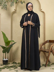 Vêtements pour femmes, best-sellers, robe musulmane décontractée brodée, abaya, hijab, kimono, robe longue à manches longues, ensemble arabe de Dubaï pour l'Aïd - Product Image 4