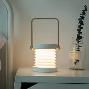 Manico in legno portatile luce da comodino luce luce pieghevole Usb lampada da tavolo ricarica Nachtlicht lanterna luce notturna