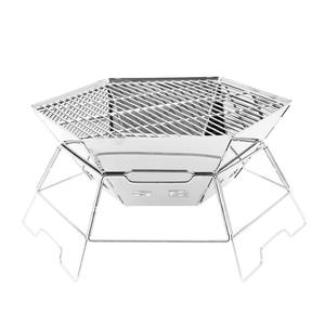Barbecue pliant hexagonal portable en acier inoxydable, réchaud de camping, pour pique-nique en plein air, brûleur à bois pliable - Product Image 5