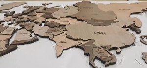 Mapa del mundo de madera 3D para decoración de pared, mapa de viaje de madera, regalo de aniversario - Product Image 3