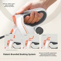 Laisse rétractable automatique avec bandes réfléchissantes, anti-emmêlement à 360°, commande à un bouton, en nylon/ABS durable, extensible longue portée