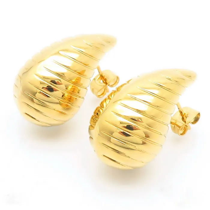 Kalen europäische und amerikanische Mode Edelstahl mollige tropfenförmige gewindete goldene Damenohrringe