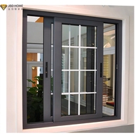Ventanas Corredizas de Vidrio Templado Resistentes a Huracanes, Ventanas Corredizas Pequeñas con Diseño de Rejillas para Casas Modernas y Uso Comercial