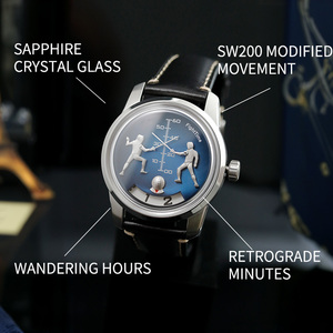 FightTime Watches Retrograde Minutes Wandering Hours Original Design Mechanical <b>Automatic</b> Sw200 <b>Wristwatch</b> Sapphire Crystal - Product Image 3