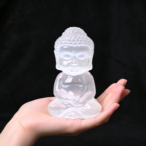 Nuevas Artesanías de Cristal, Cristal de Selenita Blanca de Alta Calidad, Tallado de Buda Bebé para Decoración - Product Image 4