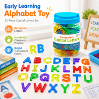 Ensemble de lettres de l'alphabet transparentes 52 pièces, jouet éducatif en plastique pour l'apprentissage des grands caractères, vente en gros pour les salles de classe