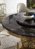 A1958 Table à manger ronde moderne de luxe avec centre rotatif en marbre Design métallique pour la maison ou l'hôtel pour les chaises de salle à manger