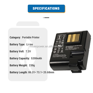 Misen bán buôn <span class=keywords><strong>Lithium</strong></span> <span class=keywords><strong>7.2V</strong></span> 5200mAh 6800mAh thay thế p1040687 Máy in di động qln420 Pin cho ngựa vằn zq630 Máy in di động - Product Image 2