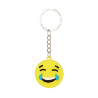 Llavero de goma suave con diseño de cara sonriente de dibujos animados, duradero, divertido, con impresión digital, para regalo promocional o recuerdo de fiesta, venta al por mayor