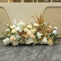 Boule de fleurs artificielles dorées sur pied Alwaysbloom en PVC et gel cristallin pour décorations de table, mariages et fêtes d'anniversaire