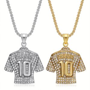Collar de Joyería Hip Hop con Diamantes Completos, Collar con Colgante de Camiseta de Fútbol MESSI 10 - Product Image 1