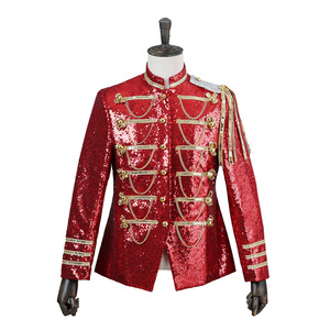 Veste <span class=keywords><strong>d</strong></span>'uniforme de garde du palais vintage rouge et blanc avec boutons tête de <span class=keywords><strong>lion</strong></span> et broderie en dentelle dorée pour spectacle de carnaval - Product Image 5