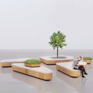 GRC Combined Planter <b>Bench</b> Custom UHPC Unique Public <b>Bench</b> Landscape Furnishings for Municipal Green Squares - Product Image 3