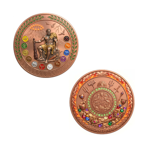 Medallón Legendario y Exquisito de 1 Troy Oz, 999 de Cobre Puro, con los 12 Trabajos de Hércules de la Mitología Griega y Runas de Dragón Nórdico en la Parte Posterior - Product Image 1