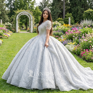 Wx294 Wedding Dress New Fashion Palace Style Bright Sequined Main Romantic Atmosphere Wedding Dress Jancember - Product Image 1