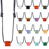 Collier Cylindre en Cristal Naturel 16mm, Chaîne Minimaliste pour Pull, Cordon Réglable Fait Main, Pendentif Agate à Grand Trou
