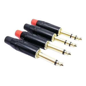 6.35mm Audio Plug Mono Stereo Red Black For Mixer <b>Speaker</b> <b>Microphone</b> Use - Product Image 2