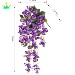 Piante di <span class=keywords><strong>fiori</strong></span> pendenti di ibisco artificiale primavera estate <span class=keywords><strong>viola</strong></span> seta lungo Long trail viti fiore per giardino porta d'ingresso portico Patio - Product Image 6