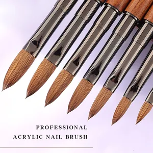 Top Quality Custom Logo Acrylic Nail Brush 100 % Kolinsky Wooden Nail Brush 100% Kolinsky Nail Art Brush