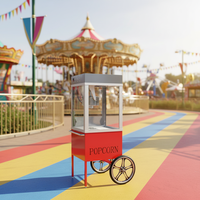 Nieuwe XFD Tweewielige RVS Antiek Rode Mobiele Popcornkar 220V 2.8KW Commercieel Gebruik 1 Jaar Garantie Lange Levensduur