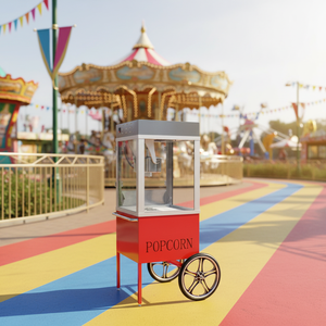 New XFD Two-Wheel Stainless Steel Antique Red Mobile <strong>Popcorn</strong> Popper <strong>Cart</strong> 220V 2.8KW Commercial Use 1 Year Warranty Long Service - Product Image 4