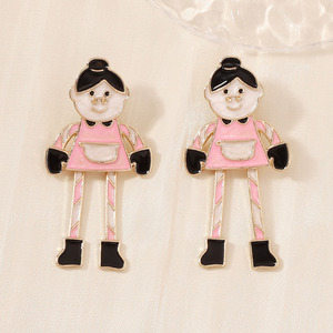 Pendientes Colgantes de Figura de la Señora Santa Claus para Navidad, de Aleación Esmaltada, Elegantes y a la Moda, Joyería Diaria para Mujer - Product Image 3