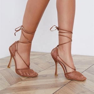 Fishnet Sexy Lace-up Sandals Women Summer Heels <b>Shoes</b> 11.5 Pumps Closed Toe Breathable Size 43 - Product Image 6