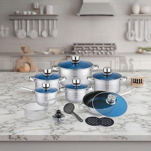 Batterie de cuisine de luxe haut de gamme en acier inoxydable, antiadhésive, comprenant des marmites à soupe, des casseroles, des poêles à frire en verre amovibles, des poêles à sauter et des faitouts - Product Image 3