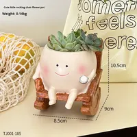 Grande chaise verte jardinière succulente créative émaillée matériau numérique Pot de fleur Design pour la maison bureau étude décor