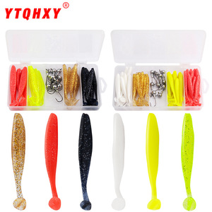 ชุดเหยื่อตกปลาแบบนิ่ม T-Tail 6 ชิ้น สำหรับตกปลาแบสในน้ำจืด เหยื่อแบบ Drop Shot ตัวหนอนนิ่ม หัวจิ๊ก ตีไกล เหยื่อตกปลาแบบตีลึก - Product Image 3